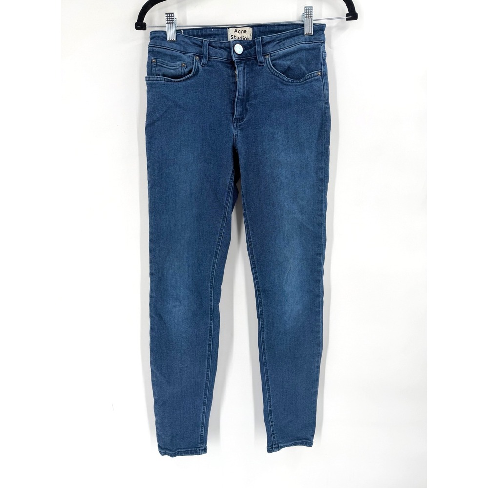 Acne Studios Skin 5 Overdye Jeans Womens 27 Blue Skinny Minimalist‎ Scandi Chic